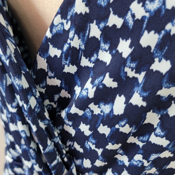 Banana Republic Blue And White Print Faux Wrap Knot Dress Sz L Petite NEW - Picture 6 of 11